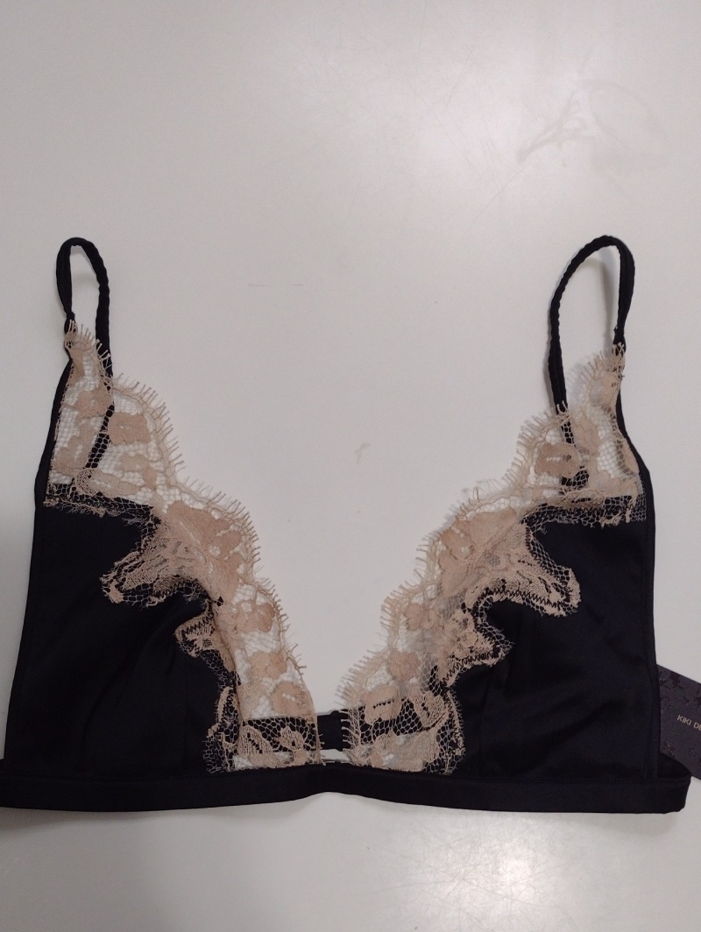 NWT Kiki De Montparnasse Black Silk Orchid Lace Soft Bra Size Small